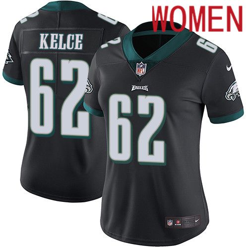 Women Philadelphia Eagles #62 Jason Kelce Nike Black Vapor Limited NFL Jersey